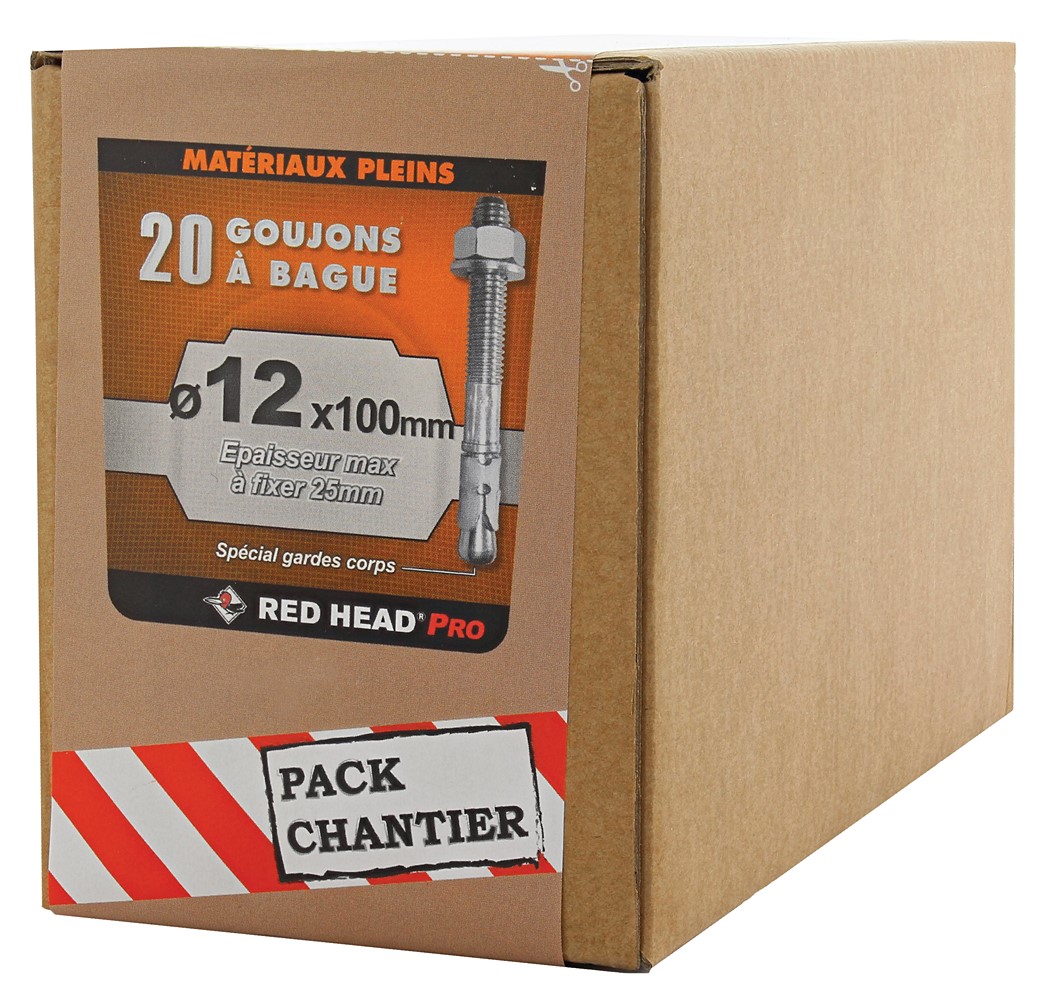 20 goujon ATX Ø12x100mm pour matériaux pleins.